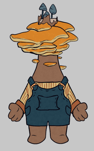 A lined (style #2) turnaround gif of my character Legume.