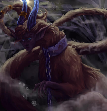 A painted half body of @kilaen_art on Instagram's character Celian