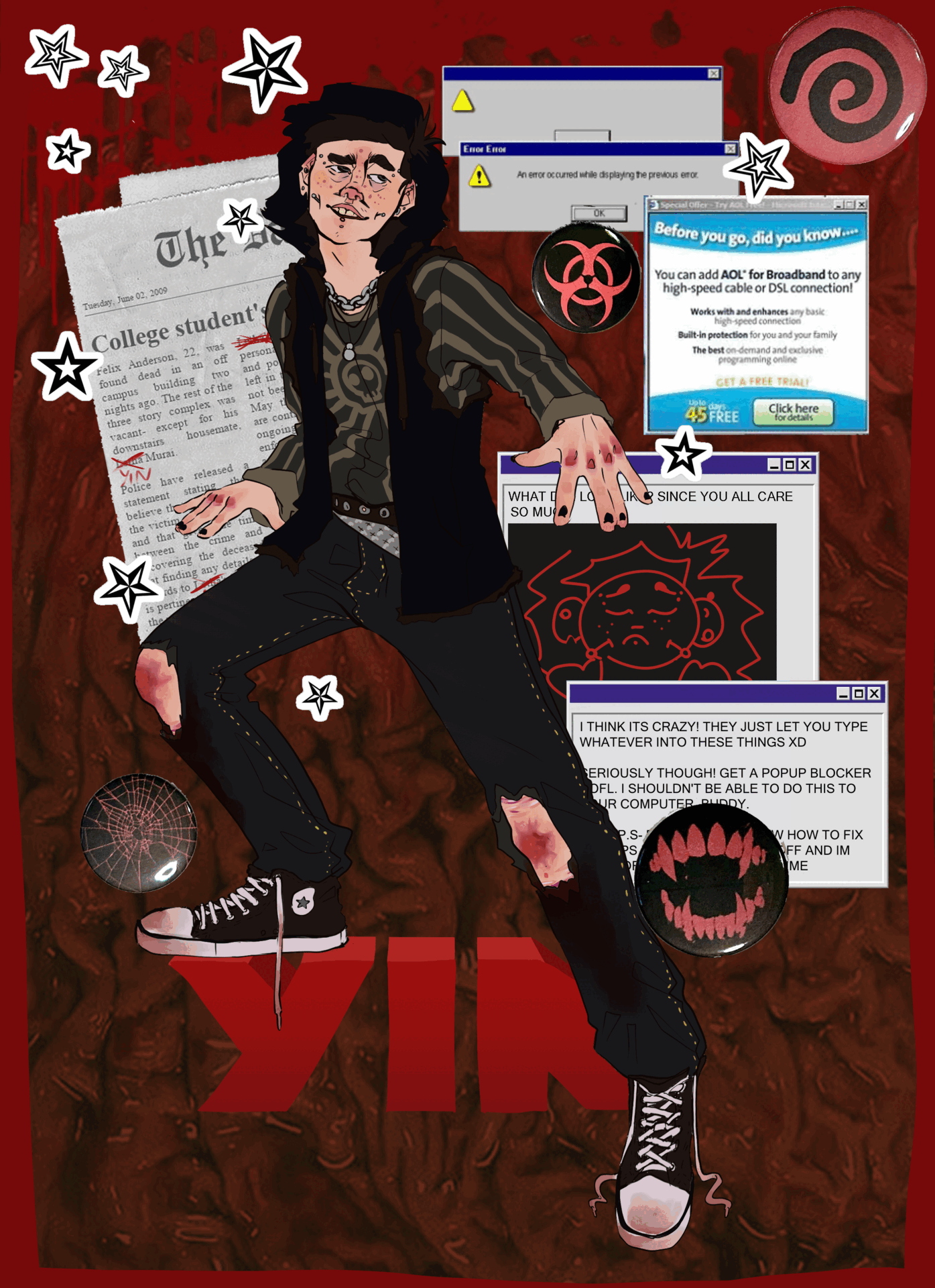 A lined (style #3) artwork of my OC Yin