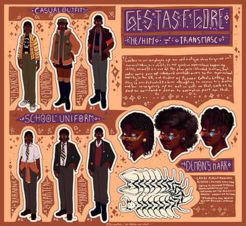 A reference sheet of my character Gestas in my typical format.