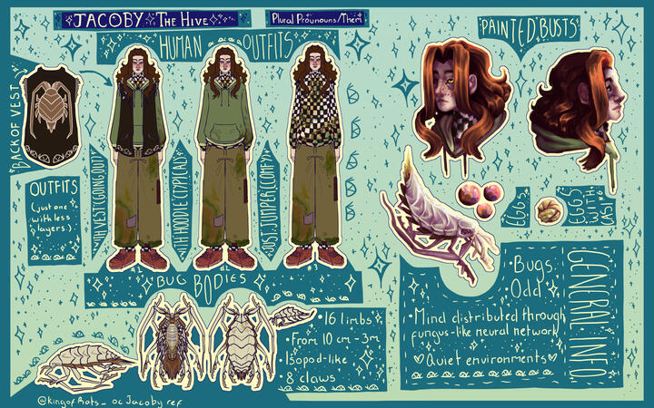 A reference sheet of my character Jacoby in my typical format.